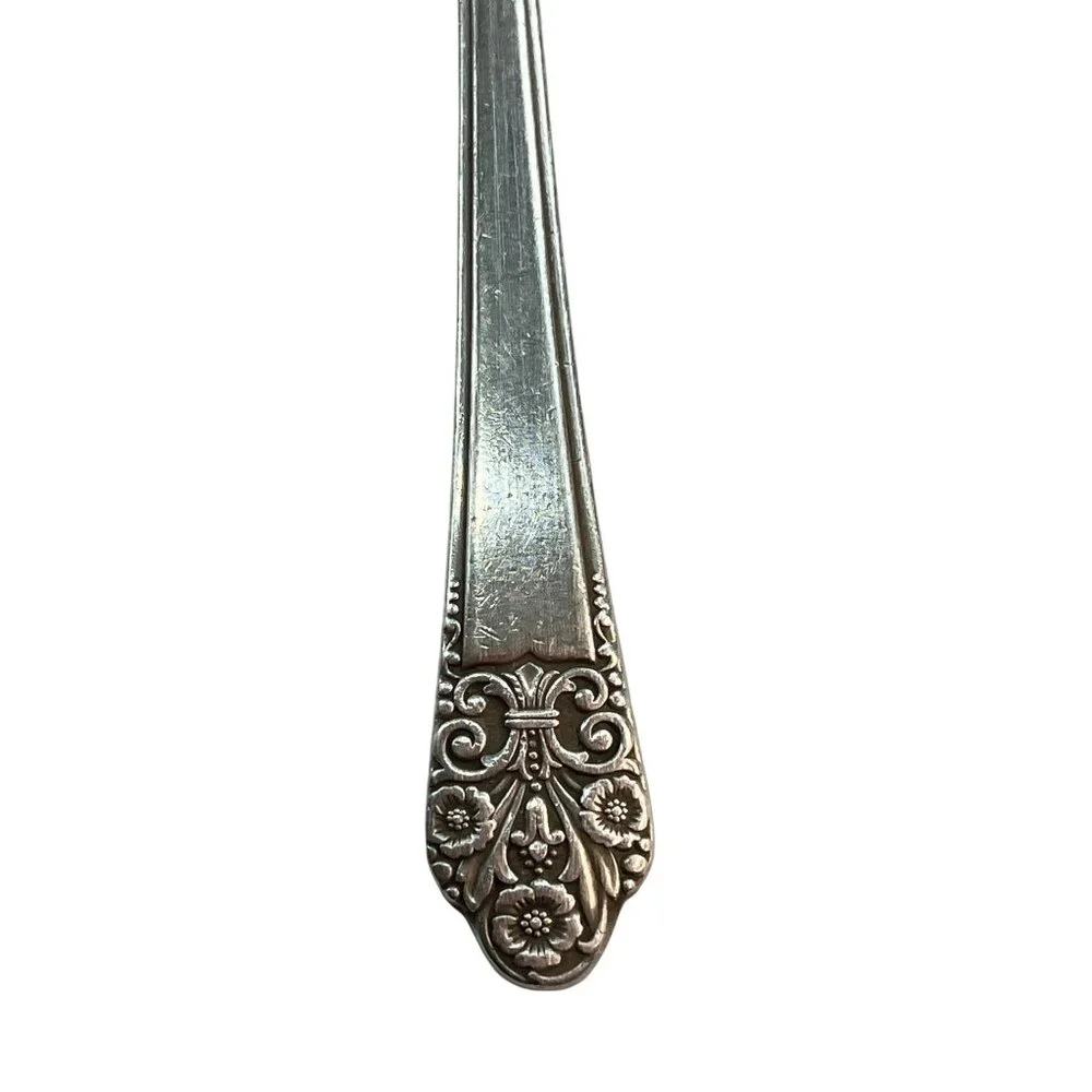 Rogers Nickel Silver Teaspoon With Ornate Floral Handle Design B42
